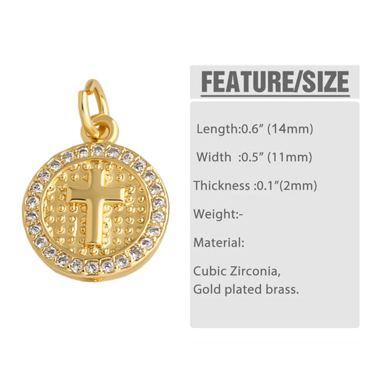 18K Gold Plated Mini Zircon Virgin Mary Cross Heart Pendants for DIY Jewelry chma581