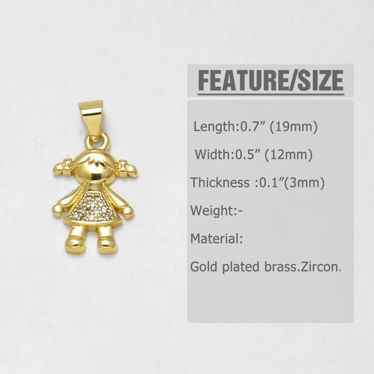 18K Gold Plated Boy Girl Pendant Charms for Couple Jewelry Making Wholesale chma654
