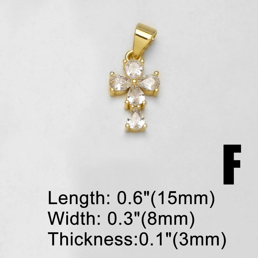 18K Gold Plated Mini Zircon Cross Pendant Charms for Religious Jewelry Wholesale chma646