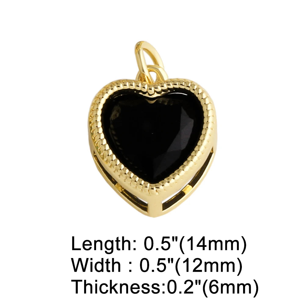 18K Gold Plated 3D Colorful Zircon Heart Pendants for DIY Jewelry chma568