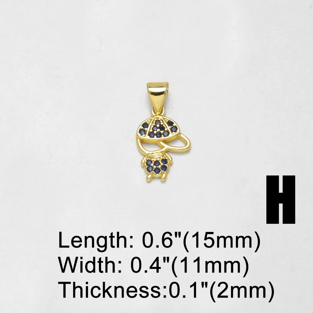 18K Gold Plated Boy Girl Pendant Charms for Couple Jewelry Making Wholesale chma654