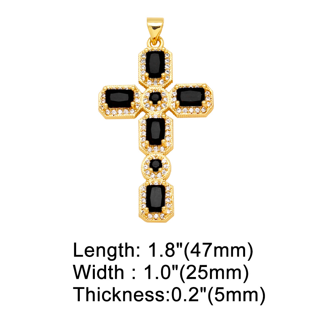 Large 18K Gold Plated Zircon Cross Pendants for DIY Necklace Wholesale pdta973