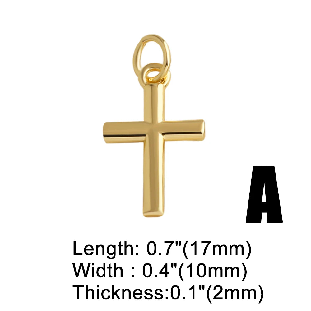 18K Gold Plated Mini Zircon Cross Pendants for Jewelry Making chma571