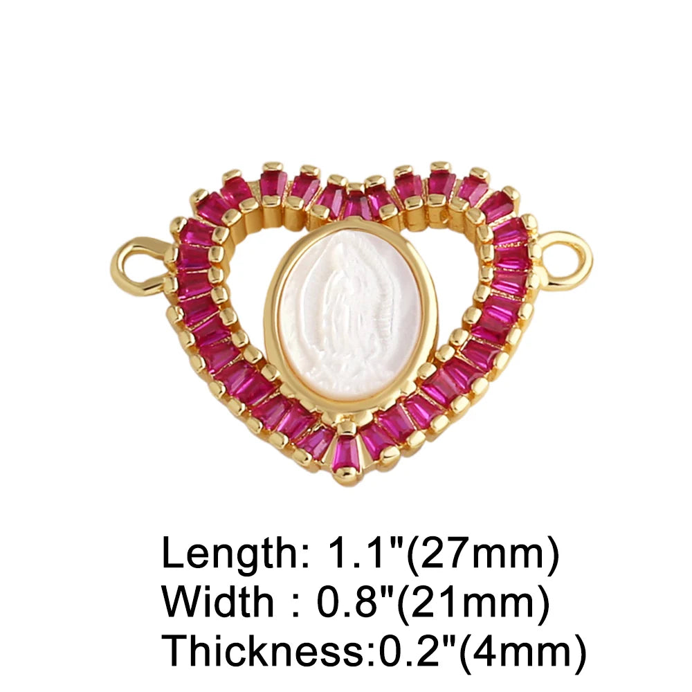 Gold Plated Zircon Virgin Mary Charms for Bracelet Making chma570