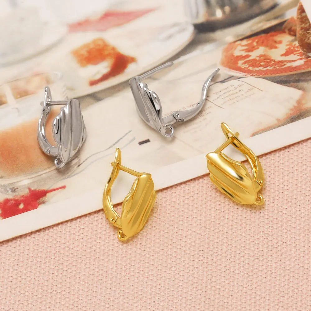 18K Gold Plated Textured Rhombus Leverback Earring Findings for DIY Jewelry Wholesale erha132