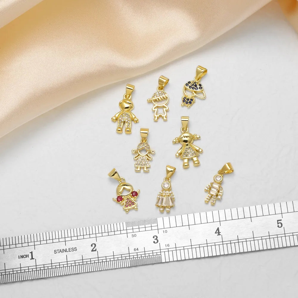 18K Gold Plated Boy Girl Pendant Charms for Couple Jewelry Making Wholesale chma654