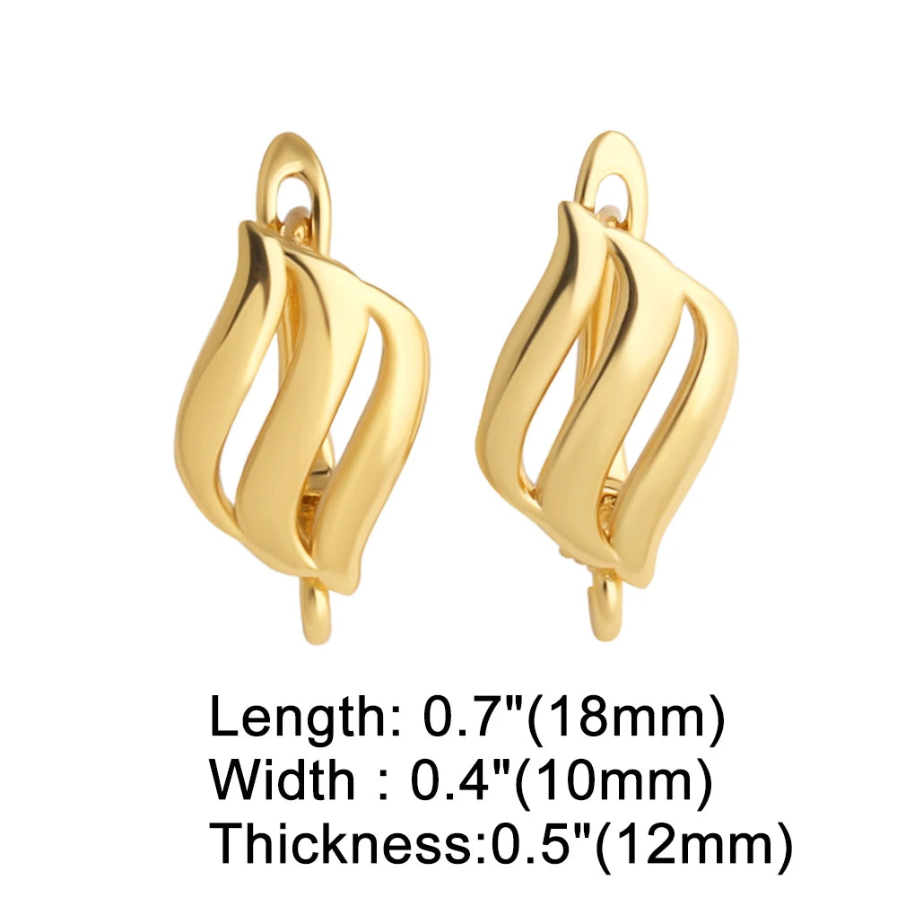 Gold Plated Curved Flame Wave Leverback Earring Findings for DIY Jewelry Wholesale erha137