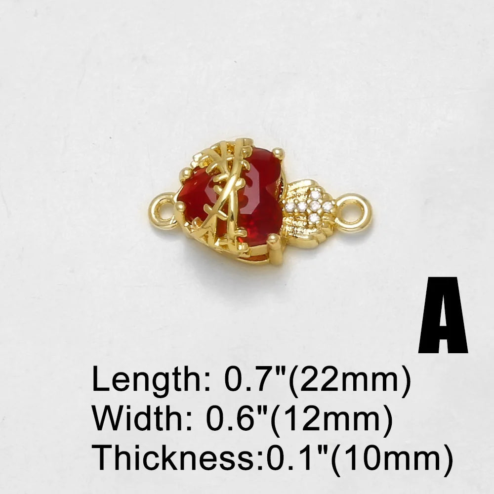 18K Gold Plated Virgin Mary Red Heart Double Loop Bracelet Charms Wholesale chma675