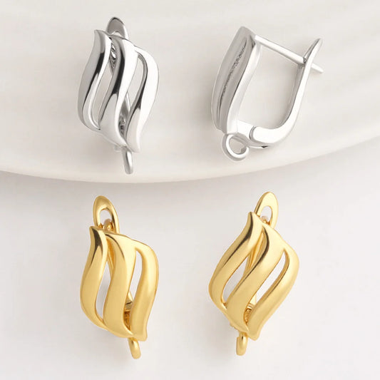 Gold Plated Curved Flame Wave Leverback Earring Findings for DIY Jewelry Wholesale erha137