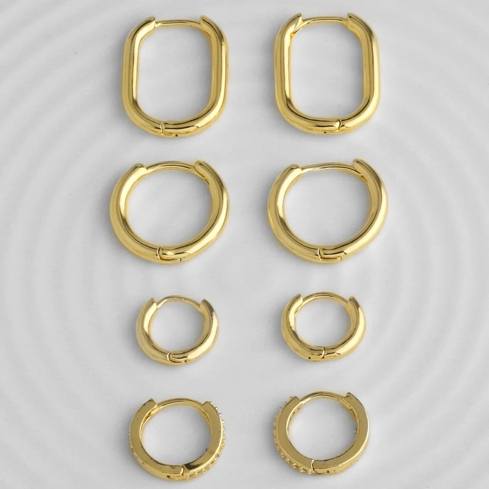 18K Gold Plated Smooth Oval Huggie Hoop Earring Findings Wholesale ersu21