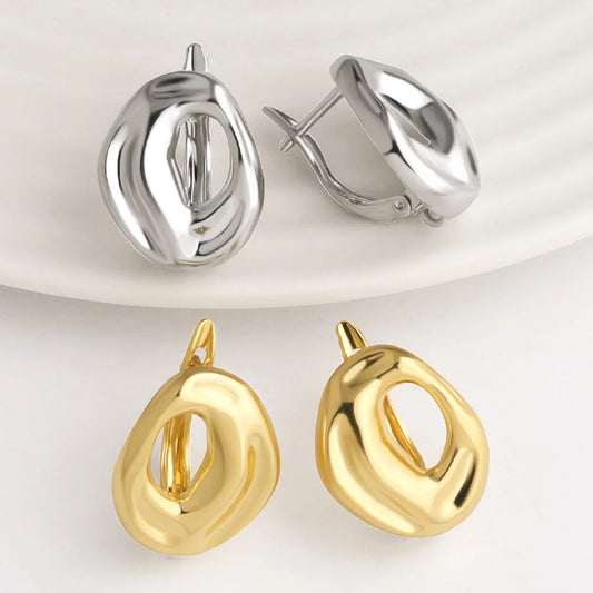 18K Gold Plated Brass Irregular Hollow Leverback Earring Hooks, Chunky Geometric Earring Clasps Findings for DIY Jewelry Wholesale erha131