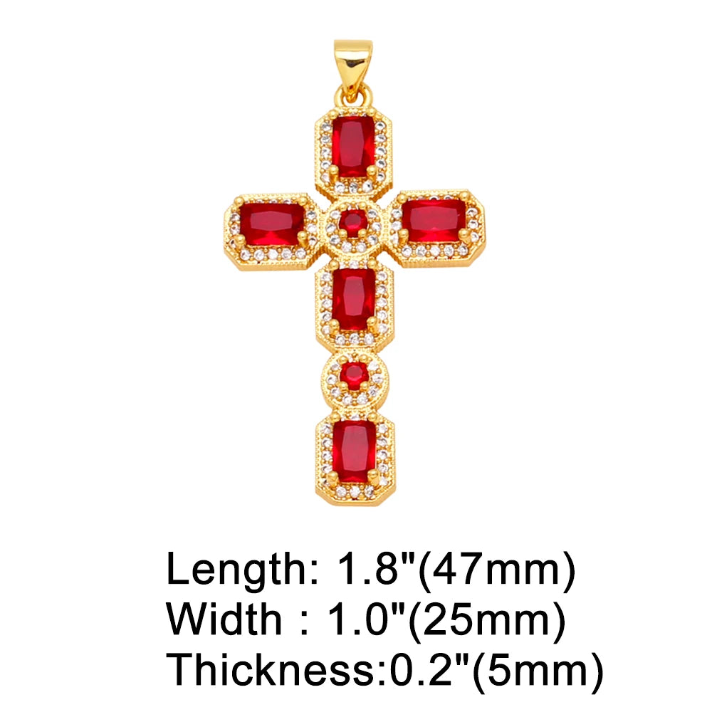 Large 18K Gold Plated Zircon Cross Pendants for DIY Necklace Wholesale pdta973
