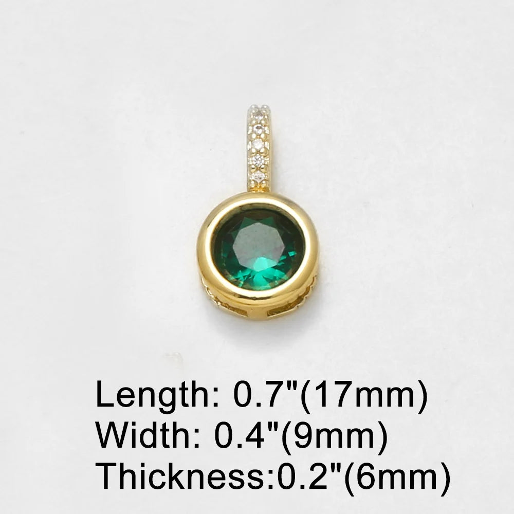 18K Gold Plated Round Cubic Zirconia Pendant Charms for DIY Jewelry Wholesale pdtc057