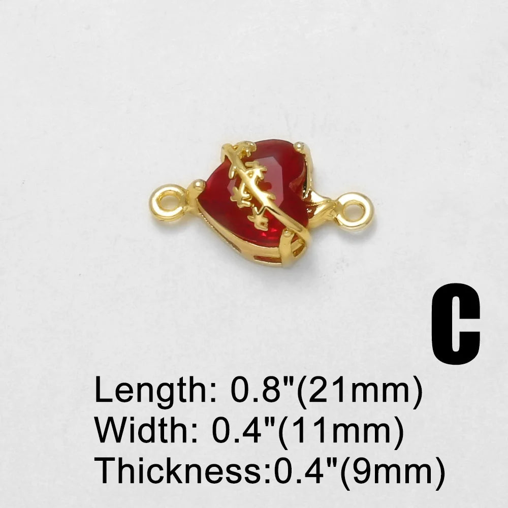18K Gold Plated Virgin Mary Red Heart Double Loop Bracelet Charms Wholesale chma675
