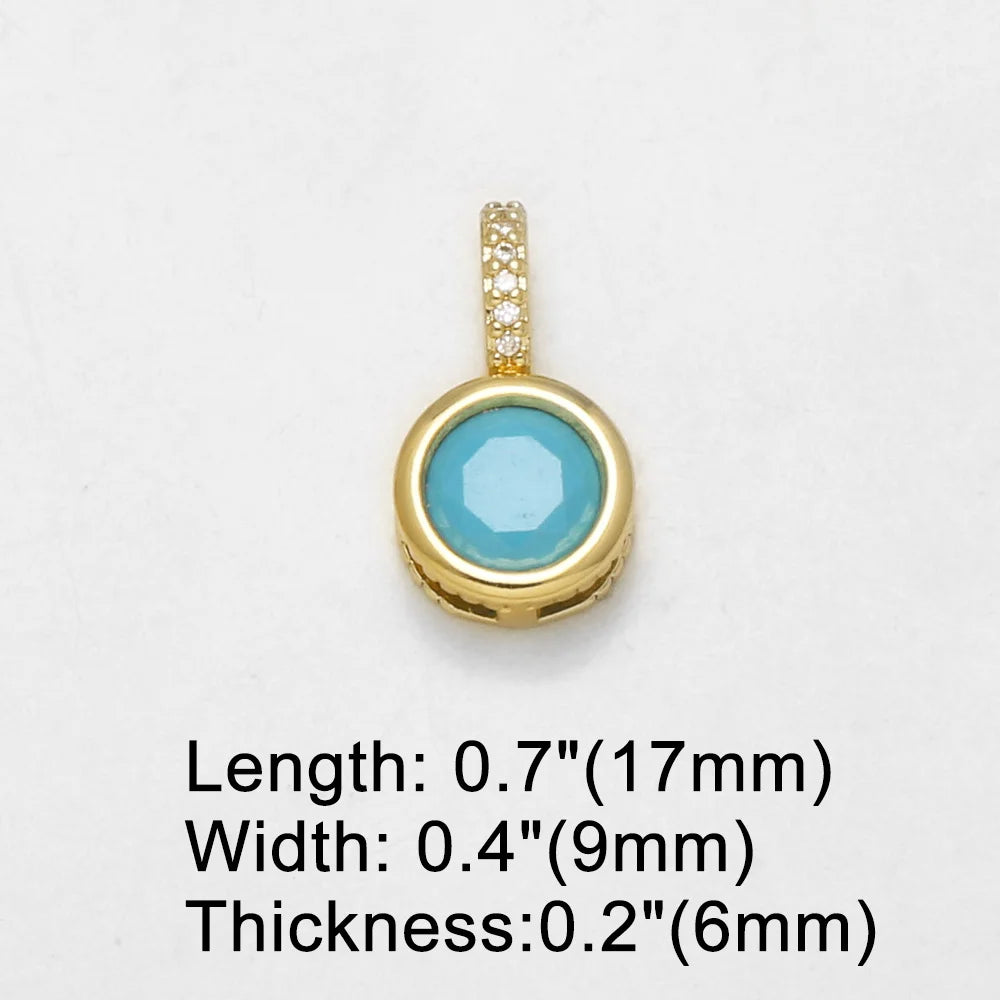 18K Gold Plated Round Cubic Zirconia Pendant Charms for DIY Jewelry Wholesale pdtc057