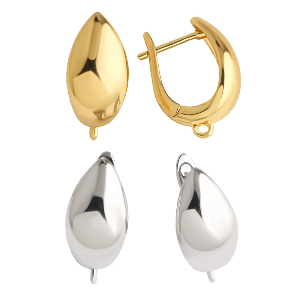 18K Gold Plated Teardrop Leverback Earring Findings Settings erha136