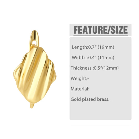 18K Gold Plated Textured Rhombus Leverback Earring Findings for DIY Jewelry Wholesale erha132