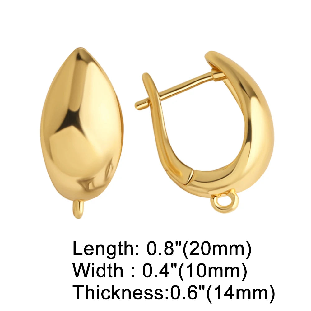 18K Gold Plated Teardrop Leverback Earring Findings Settings erha136