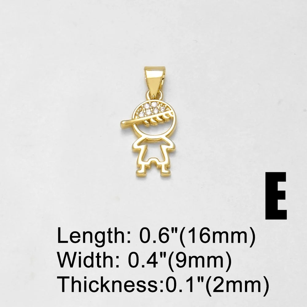 18K Gold Plated Boy Girl Pendant Charms for Couple Jewelry Making Wholesale chma654