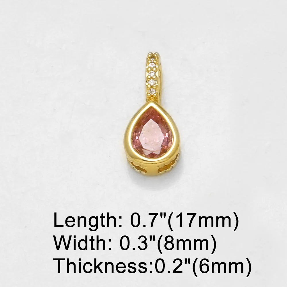 18K Gold Plated Teardrop Zircon Pendant Charms for DIY Jewelry Making Wholesale pdtc056