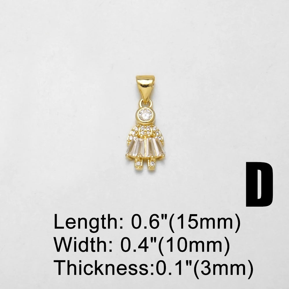 18K Gold Plated Boy Girl Pendant Charms for Couple Jewelry Making Wholesale chma654