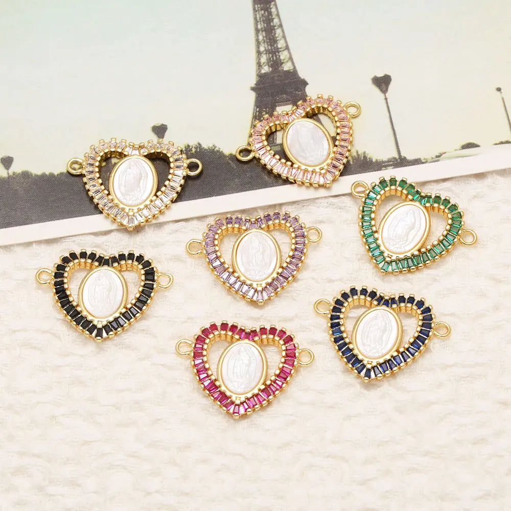Gold Plated Zircon Virgin Mary Charms for Bracelet Making chma570