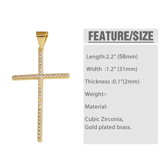 18K Gold Plated Large Pearl and Zircon Cross Pendants for Necklaces pdta319