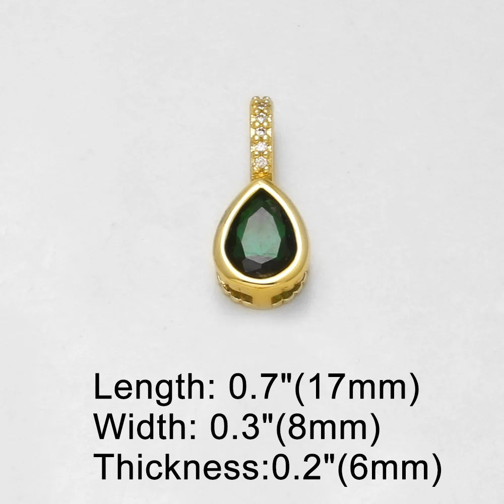 18K Gold Plated Teardrop Zircon Pendant Charms for DIY Jewelry Making Wholesale pdtc056