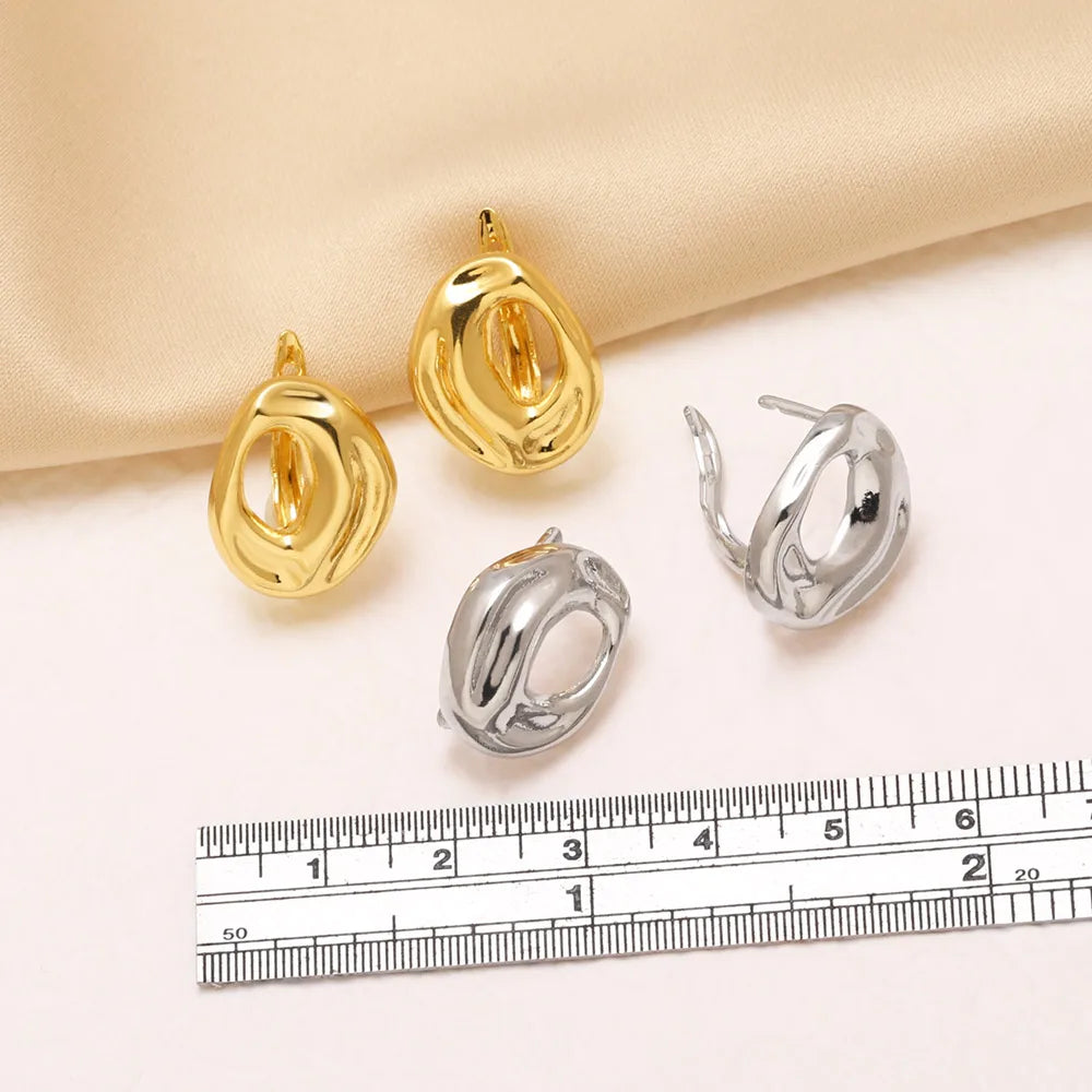 18K Gold Plated Brass Irregular Hollow Leverback Earring Hooks, Chunky Geometric Earring Clasps Findings for DIY Jewelry Wholesale erha131