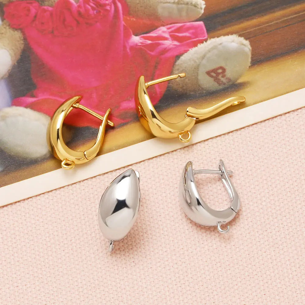 18K Gold Plated Teardrop Leverback Earring Findings Settings erha136