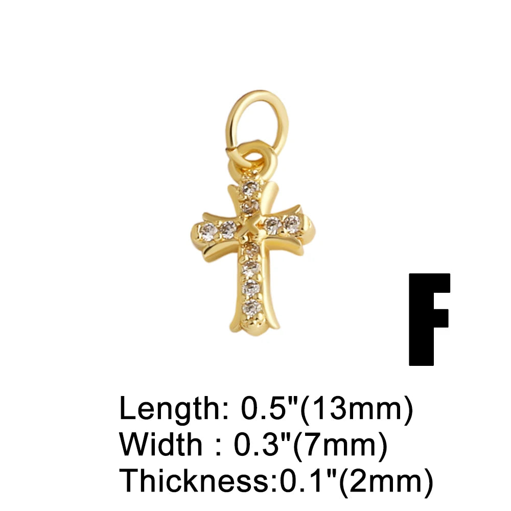 18K Gold Plated Mini Zircon Cross Pendants for Jewelry Making chma571
