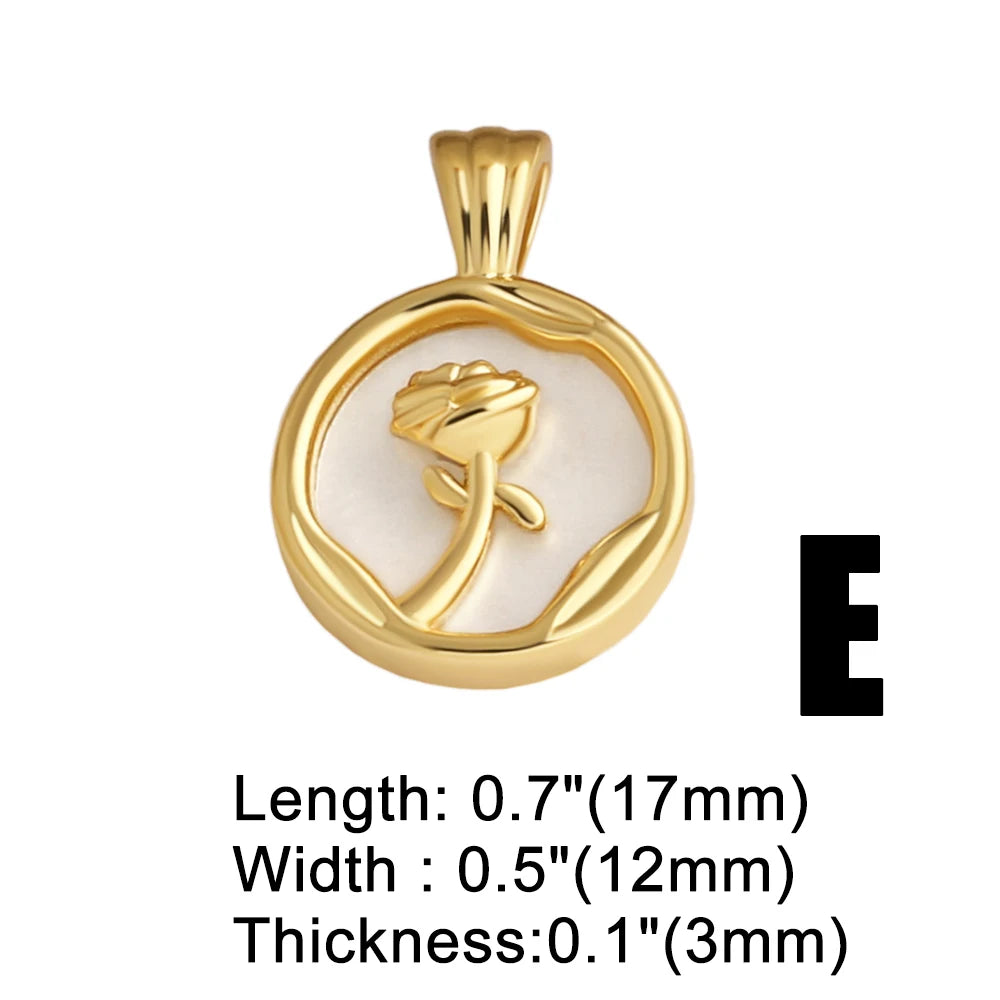 18K Gold Plated Natural Shell Charms Zircon Flower Pendants Wholesale chma585