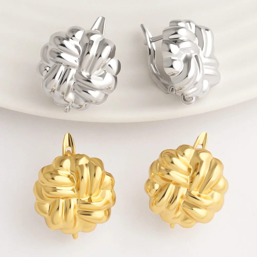 18K Gold Plated Chunky Woven Knot Leverback Earring Findings for Jewelry Wholesale erha135