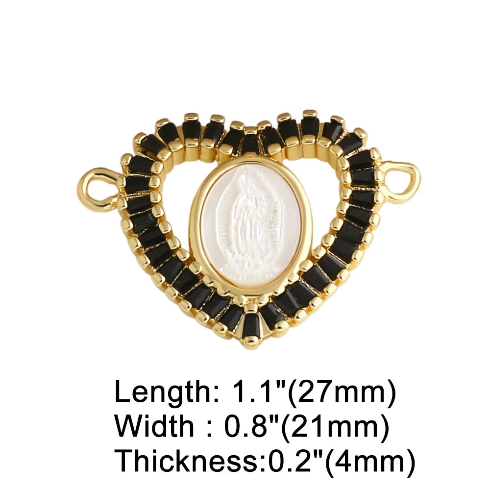 Gold Plated Zircon Virgin Mary Charms for Bracelet Making chma570