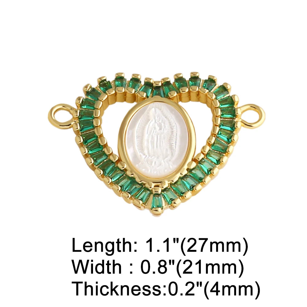 Gold Plated Zircon Virgin Mary Charms for Bracelet Making chma570