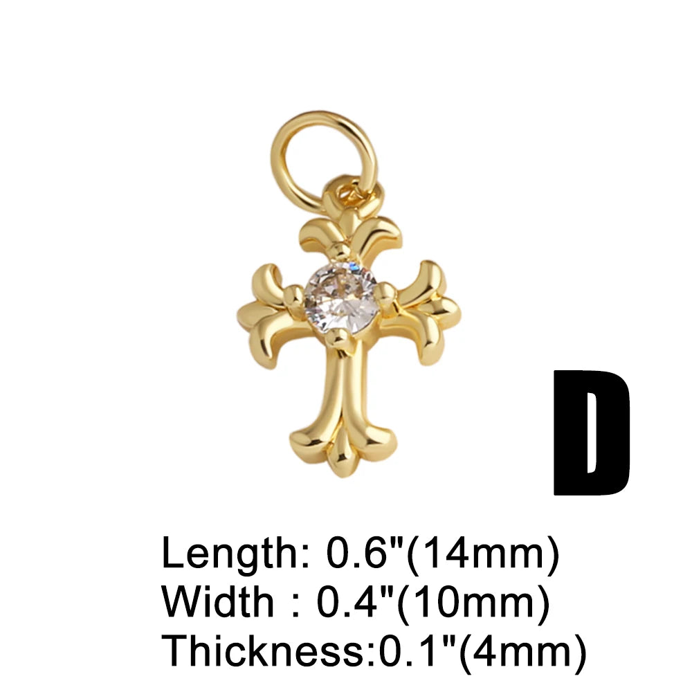 18K Gold Plated Mini Zircon Cross Pendants for Jewelry Making chma571