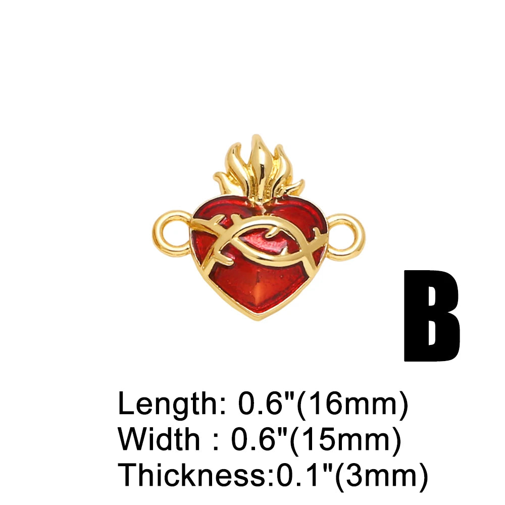 Gold Sacred Heart Charms for Bracelet Making Wholesale chma344