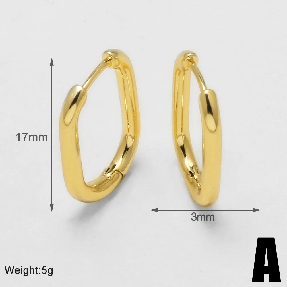 18K Gold Plated Smooth Oval Huggie Hoop Earring Findings Wholesale ersu21