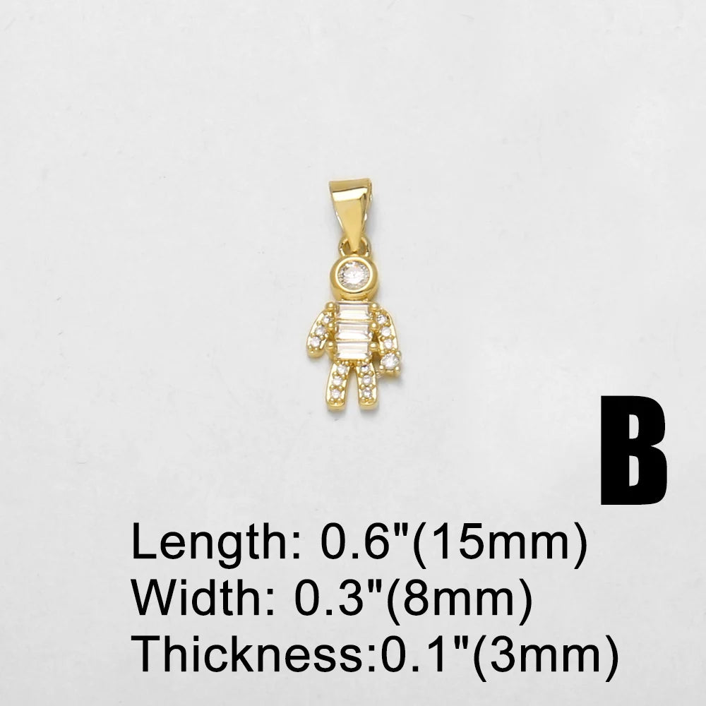 18K Gold Plated Boy Girl Pendant Charms for Couple Jewelry Making Wholesale chma654