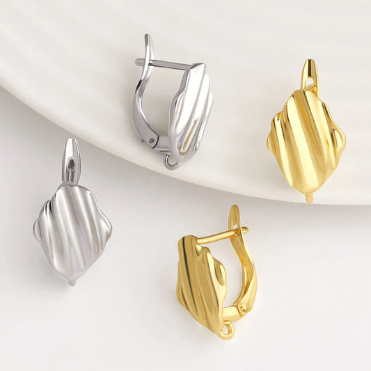 18K Gold Plated Textured Rhombus Leverback Earring Findings for DIY Jewelry Wholesale erha132