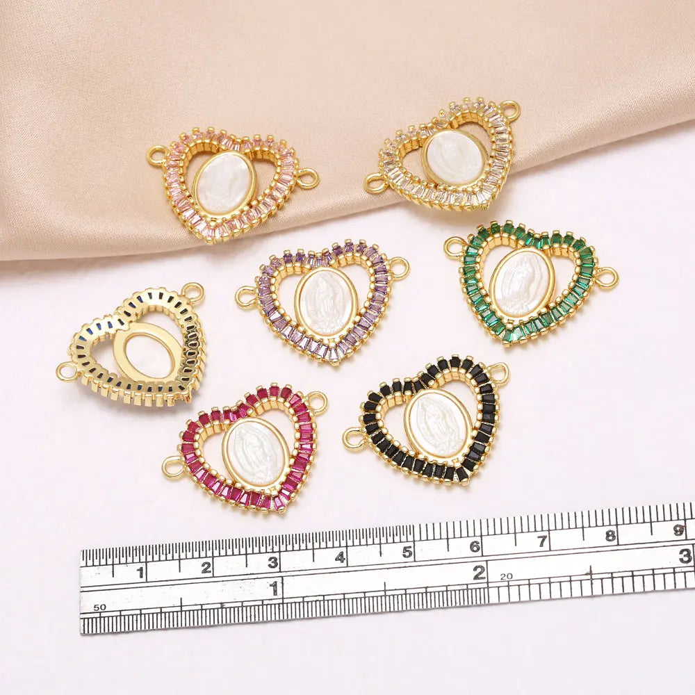 Gold Plated Zircon Virgin Mary Charms for Bracelet Making chma570