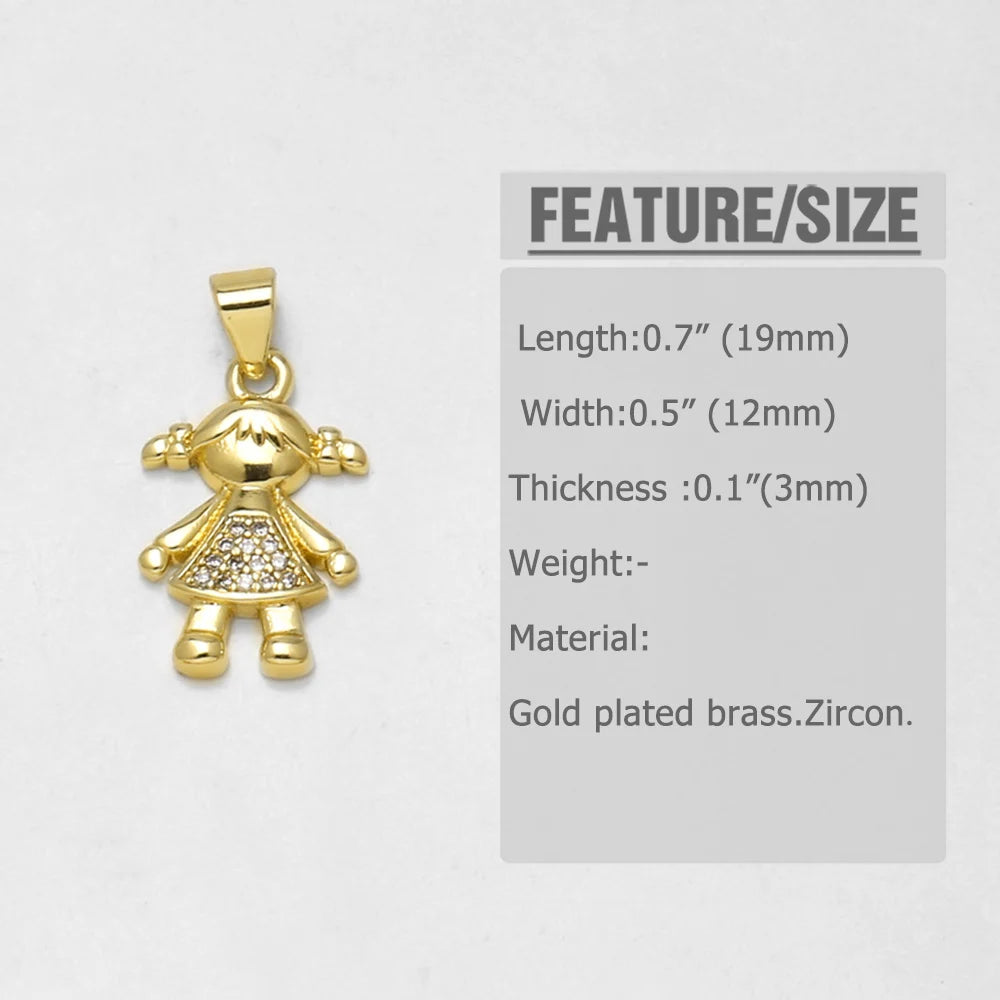 18K Gold Plated Boy Girl Pendant Charms for Couple Jewelry Making Wholesale chma654