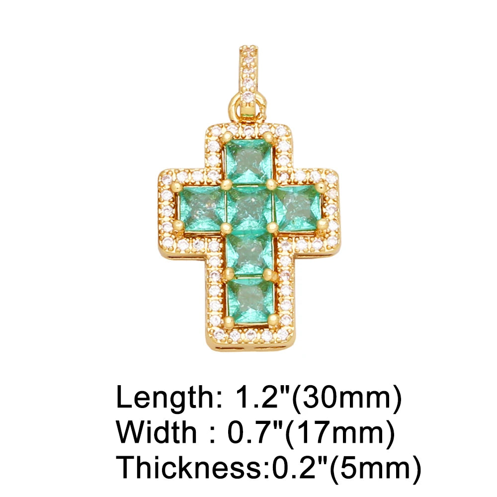 18K Gold Plated Zircon Cross Pendants for Necklace DIY Wholesale pdtb283