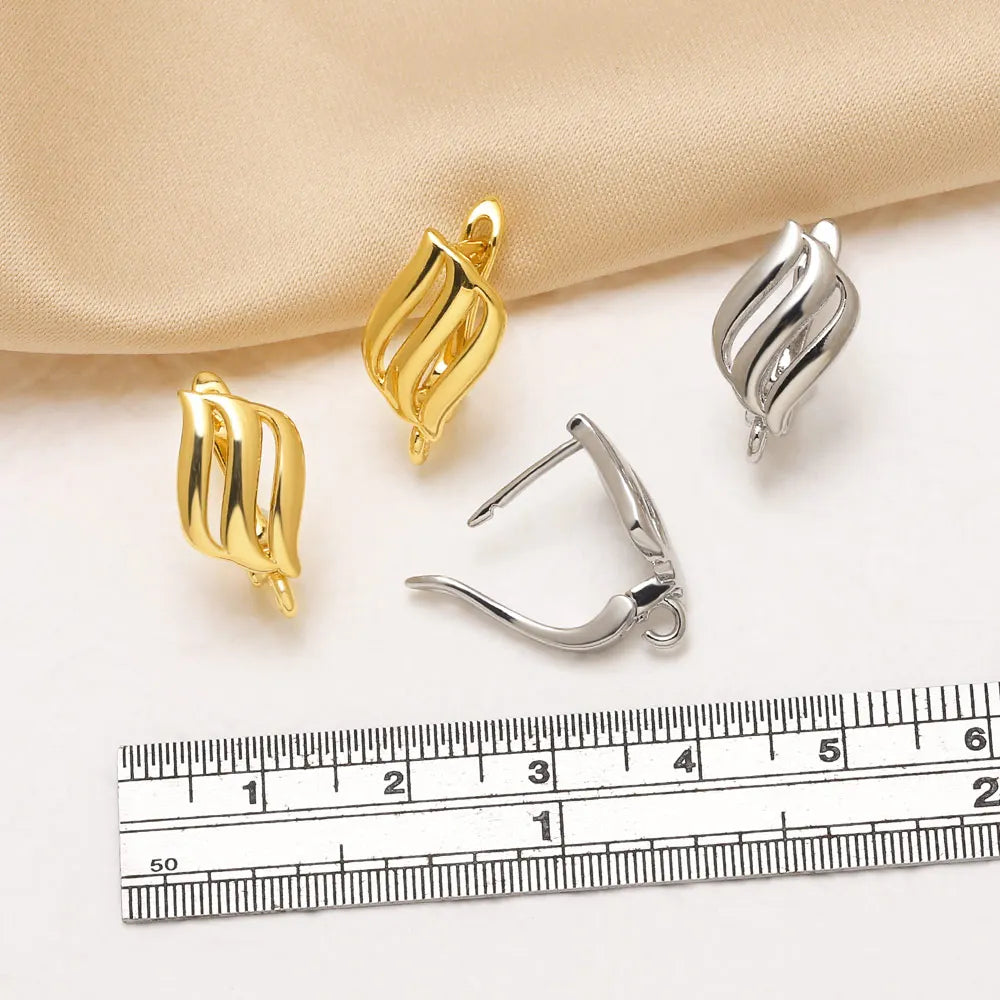 Gold Plated Curved Flame Wave Leverback Earring Findings for DIY Jewelry Wholesale erha137
