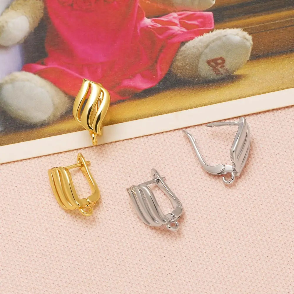 Gold Plated Curved Flame Wave Leverback Earring Findings for DIY Jewelry Wholesale erha137