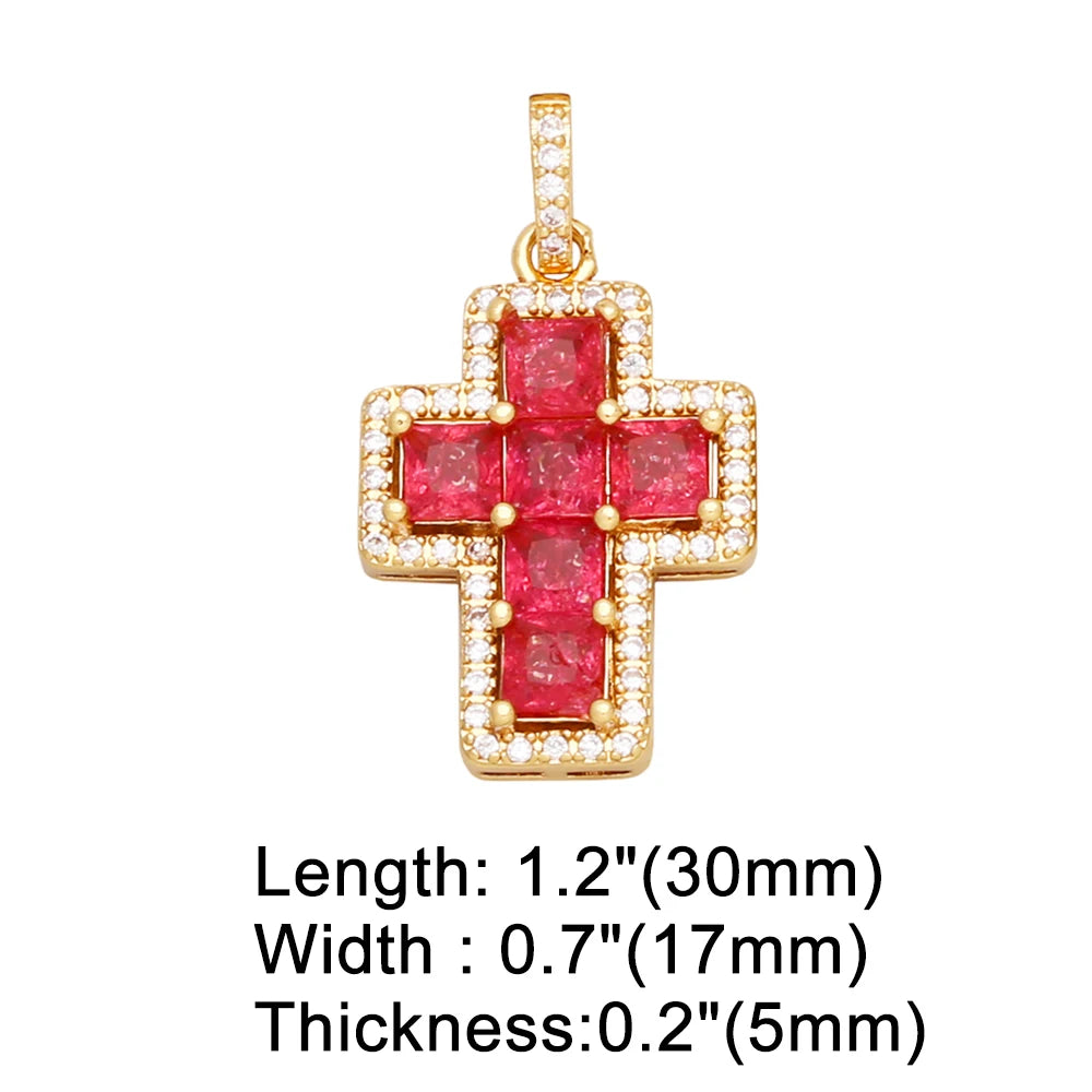 18K Gold Plated Zircon Cross Pendants for Necklace DIY Wholesale pdtb283