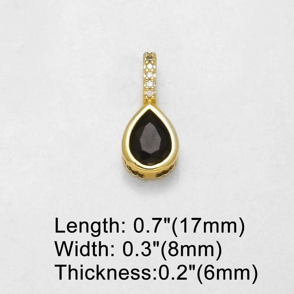 18K Gold Plated Teardrop Zircon Pendant Charms for DIY Jewelry Making Wholesale pdtc056