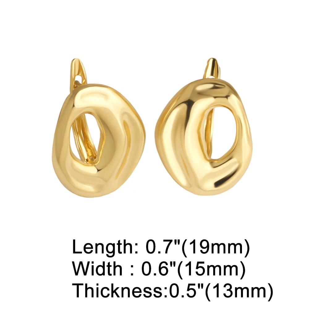 18K Gold Plated Brass Irregular Hollow Leverback Earring Hooks, Chunky Geometric Earring Clasps Findings for DIY Jewelry Wholesale erha131