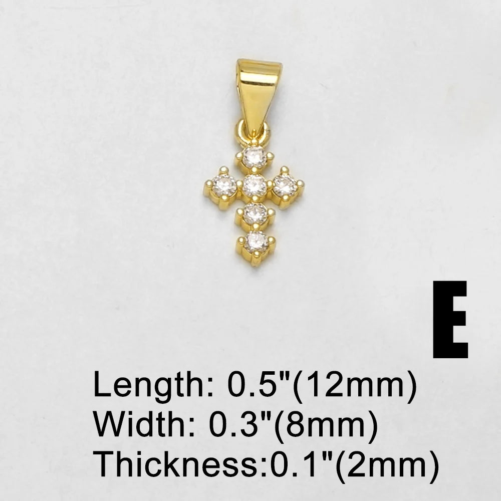 18K Gold Plated Mini Zircon Cross Pendant Charms for Religious Jewelry Wholesale chma646