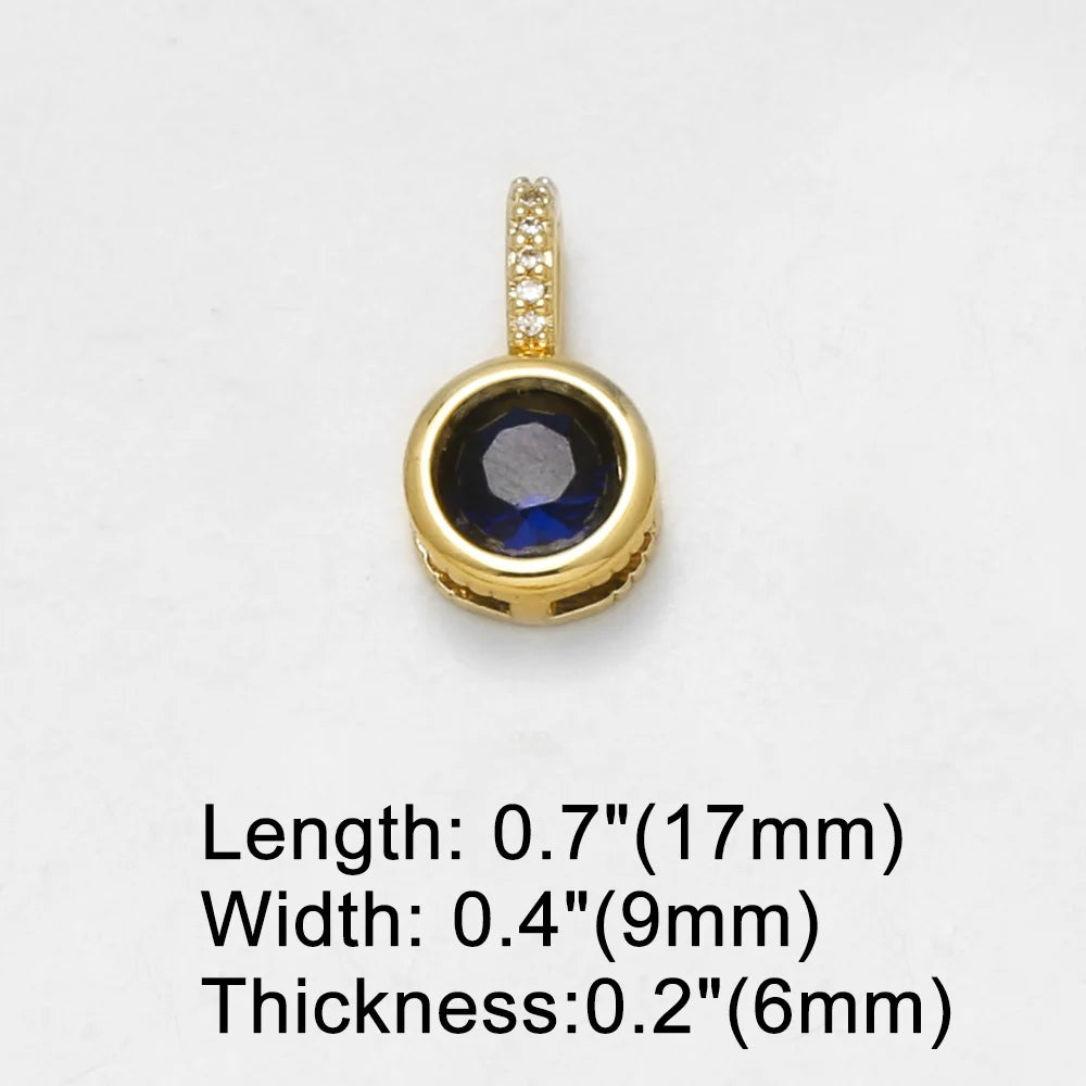 18K Gold Plated Round Cubic Zirconia Pendant Charms for DIY Jewelry Wholesale pdtc057